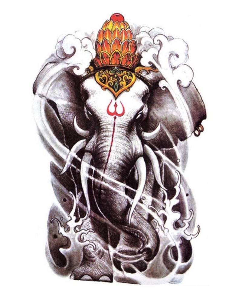 S.A.V.I Temporary Tattoo For Girls Men Women 3D Ganesha Sticker Size 19x12CM - 1PC. - Image 4