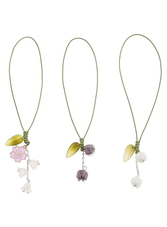 3 Pcs Creative Tulip Flower Mobile Phone Pendant, Cute Flower Cell Phone Charm Strap, Floral Keychain String Ornament for Mobile Phone Car Key Purse Backpack Wallet Headphone Decoration Women Girls  - Image 1