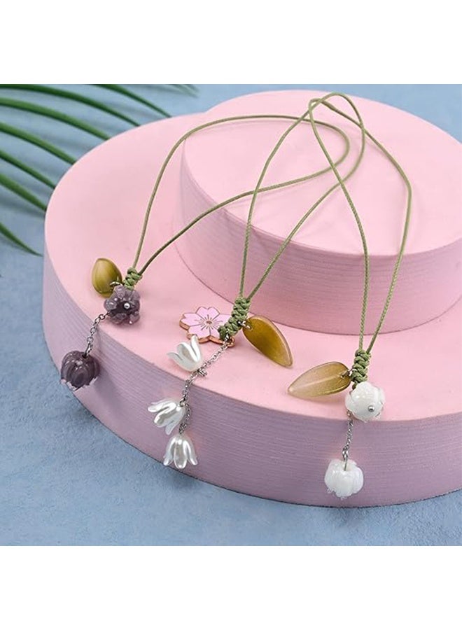 3 Pcs Creative Tulip Flower Mobile Phone Pendant, Cute Flower Cell Phone Charm Strap, Floral Keychain String Ornament for Mobile Phone Car Key Purse Backpack Wallet Headphone Decoration Women Girls  - Image 5