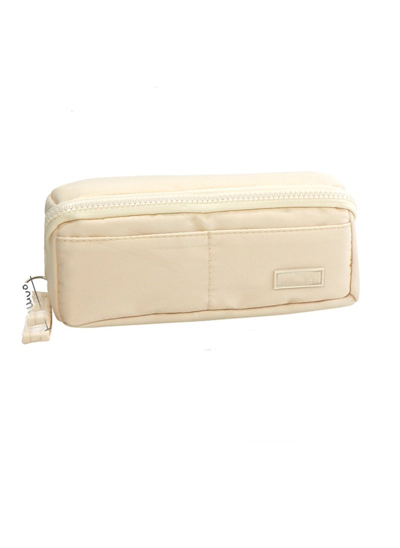 Generic Big Capacity Large Pencil Case School Students Pen Pouch Stationery Bag With 8 Slots White  - Image 1