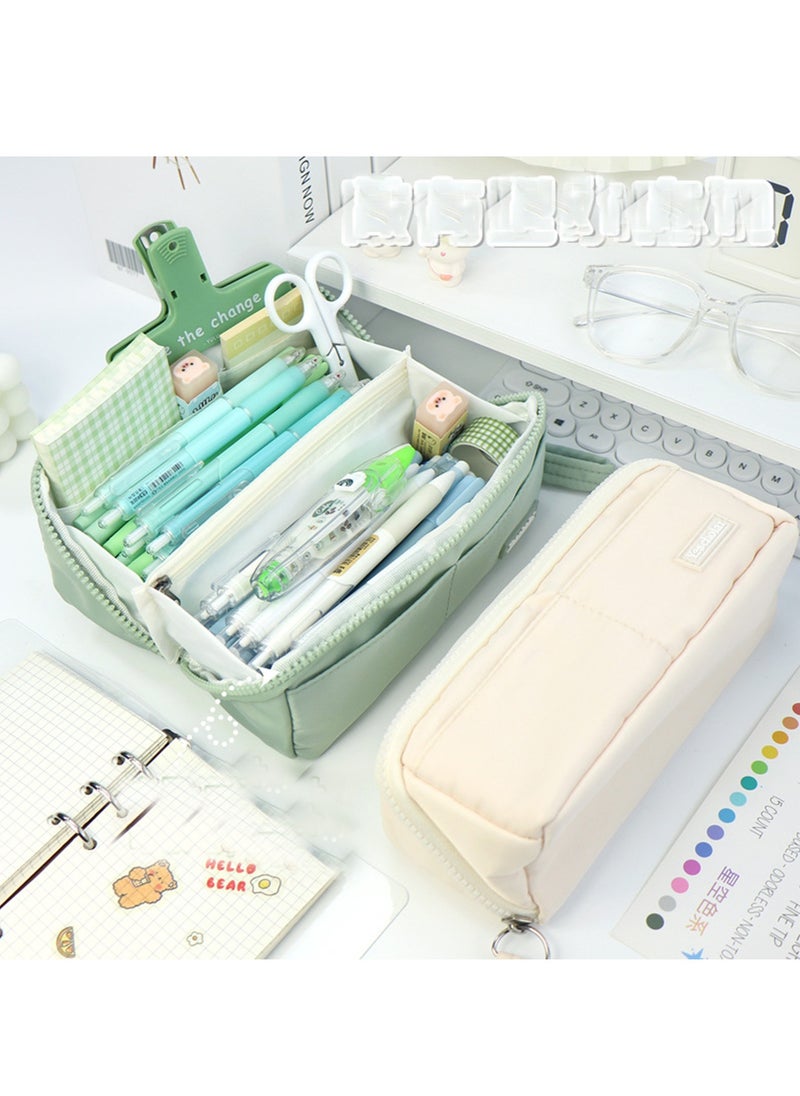 Generic Big Capacity Large Pencil Case School Students Pen Pouch Stationery Bag With 8 Slots White  - Image 4