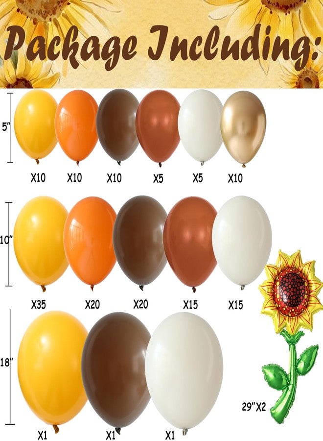 GIHOO Fall Sunflower Balloon Garland Arch Kit 154pcs Brown Mustard Yellow Sand White Balloons with Sunflower Balloons for Sunflower Baby Shower Birthday Thanksgiving Party Decorations - Image 2