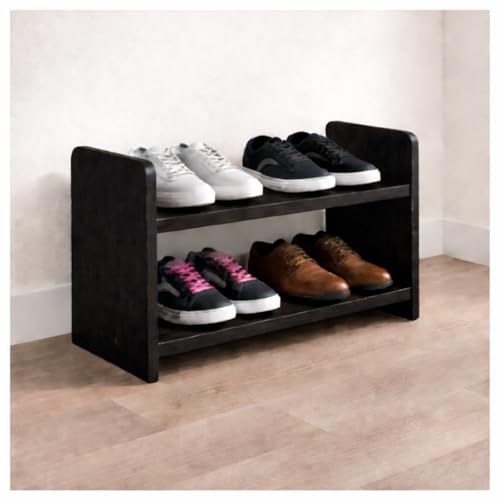 Flux Black Elegance Two-Tier Shoe Rack Storage Solution for Footwear Multipurpose Rack Storage Organiser 2 Tier, Particle Board with a Laminate Finish size (50x20x31.5) cm (Black) [DO IT YOURSELF (DIY)] - Image 1