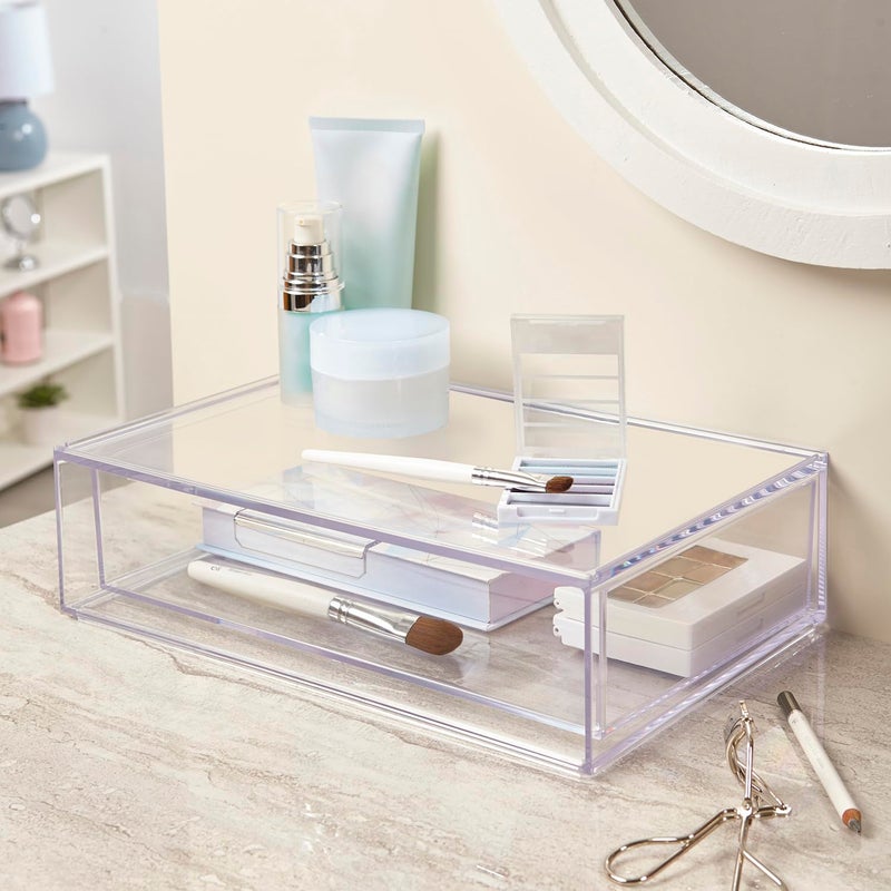 STORi Audrey Stackable Clear Bin Plastic Organizer Drawer | Organize Eyeshadow Palettes, Cosmetics, and Beauty Supplies on a Vanity | Made in USA - Image 3