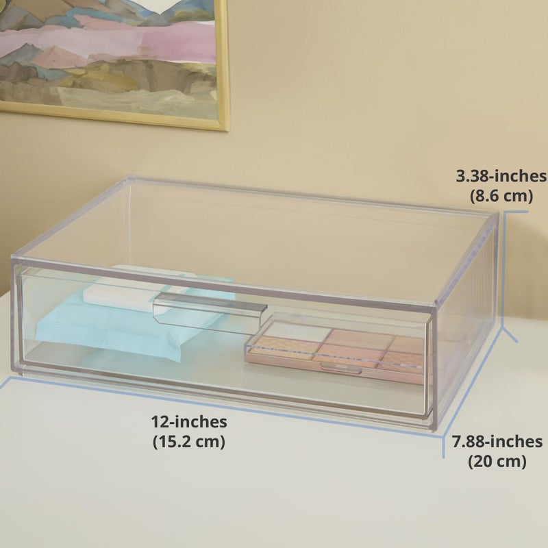 STORi Audrey Stackable Clear Bin Plastic Organizer Drawer | Organize Eyeshadow Palettes, Cosmetics, and Beauty Supplies on a Vanity | Made in USA - Image 5