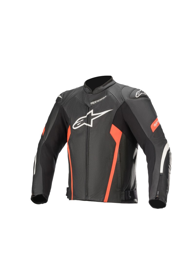 Alpinestars - Alpinestars Faster V2 Airflow Leather Jacket Black/White/Red Fluo-58 - Image 1