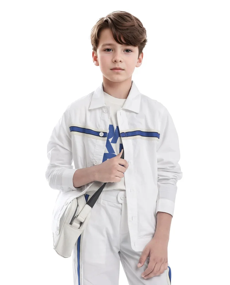 Rare Ones Rare Ones Kids Taper-S White Cotton Full Sleeve Button Closure Solid Terron Fit Shacket
