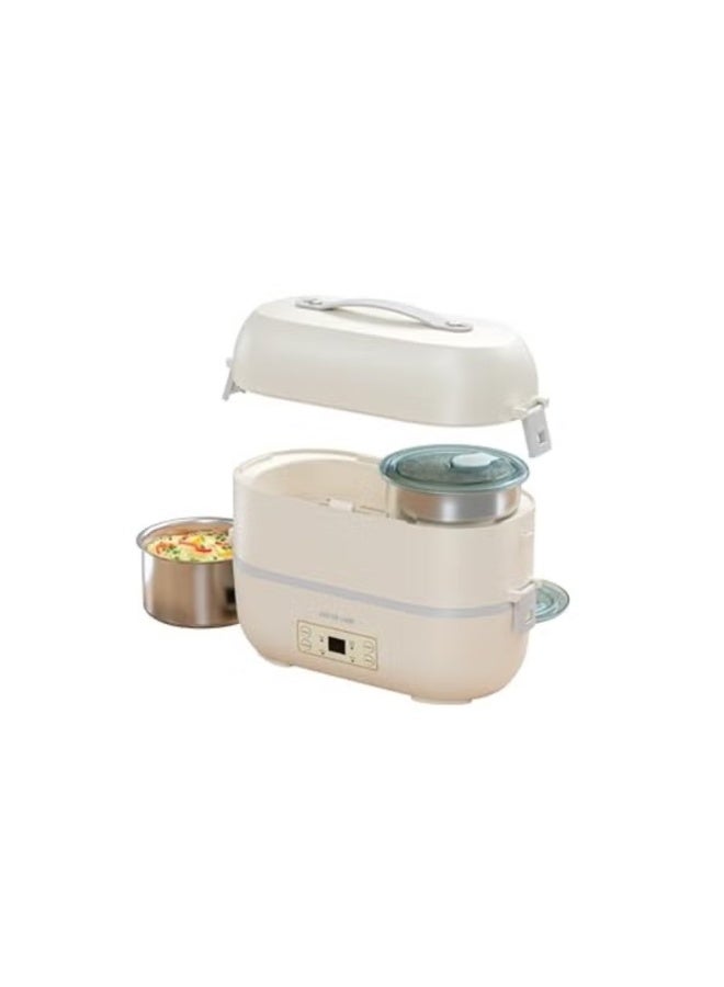 GreenLion Electric Lunch Box Food Warmer, 2L, 4 Stainless Steel Containers, 300W PTC Heating, Digital Display, White - Image 1