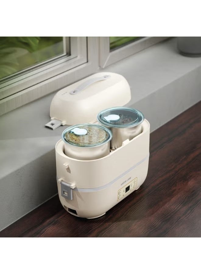 GreenLion Electric Lunch Box Food Warmer, 2L, 4 Stainless Steel Containers, 300W PTC Heating, Digital Display, White - Image 3
