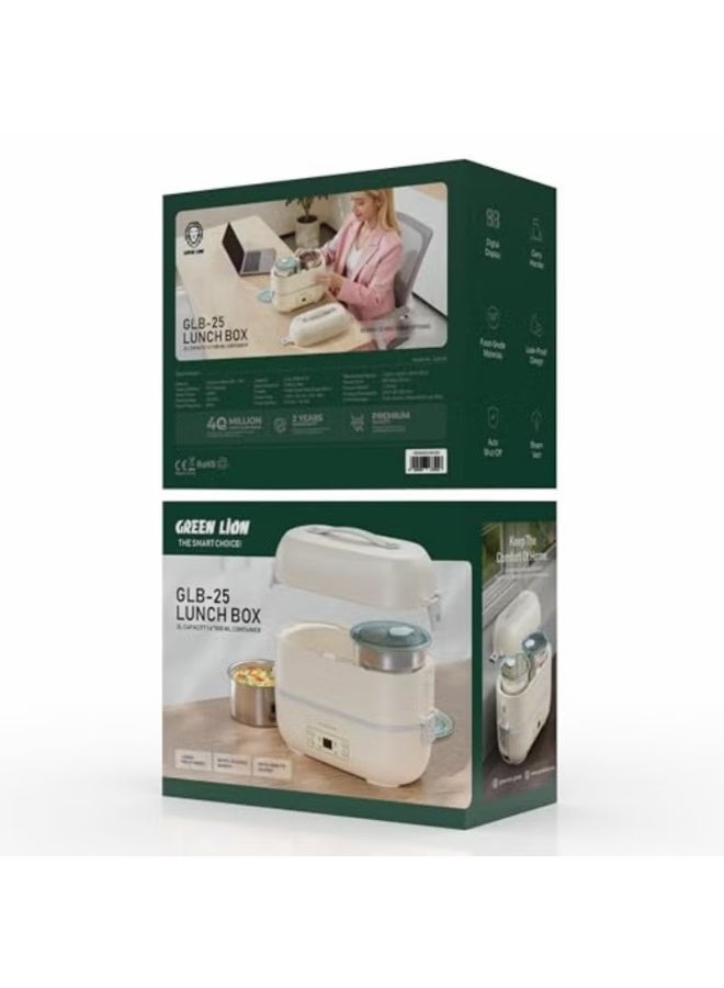 GreenLion Electric Lunch Box Food Warmer, 2L, 4 Stainless Steel Containers, 300W PTC Heating, Digital Display, White - Image 5