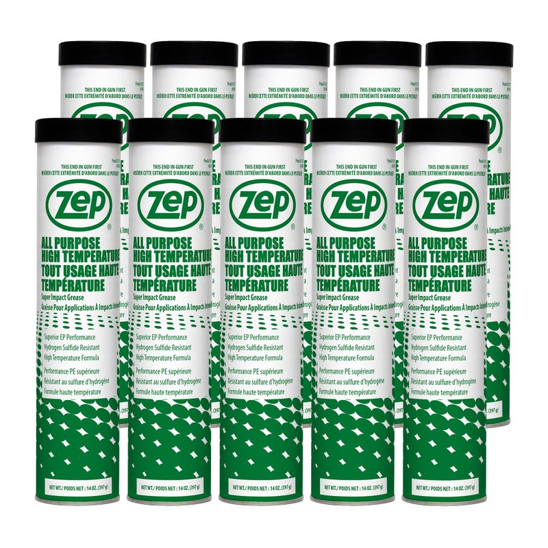 Zep All Purpose High Temperature Grease 14 oz 312104 Case of 10 MultiPurpose Fortified to Withstand The Heavy Impact and Pressures Common to Industrial Equipment Superior EP Performance
