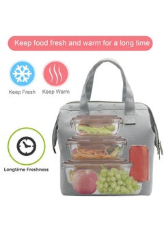 KASTWAVE Lunch Bag Bento Bag, Thickened Thermal Insulation Refrigerated Bento Tote Bag, Lunch Box Carrying Bag for Students Ladies Men Picnic Work Outdoor Grey  - Image 2