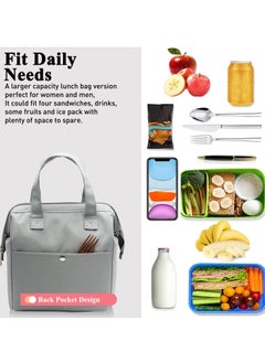 KASTWAVE Lunch Bag Bento Bag, Thickened Thermal Insulation Refrigerated Bento Tote Bag, Lunch Box Carrying Bag for Students Ladies Men Picnic Work Outdoor Grey  - Image 4