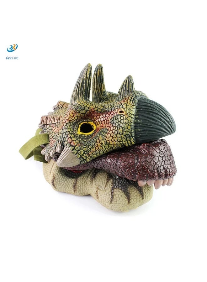 Fearful Dinosaur Face Model Toy Triangle Dragon Dinosaur Resurrection Face  Prank Toys Bionic Toys For Children-Color:Blue Nail Paw - Image 2