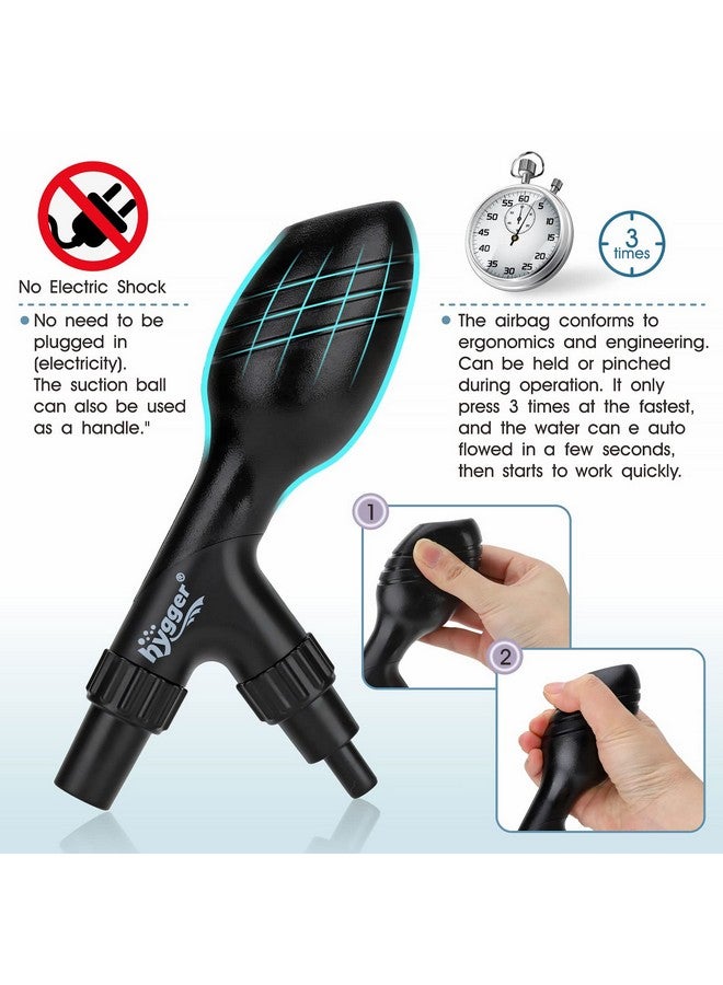 هايغر مكنسة حصى صغيرة من hygger لحوض السمك، منظف حصى حوض السمك اليدوي 80 جالون في الساعة، مستوى الماء المنخفض، مغير الماء، منظف حوض السمك مع قرصة أو قبضة تعمل في ثوانٍ، كرة شفط بطول قابل للتعديل - Image 3