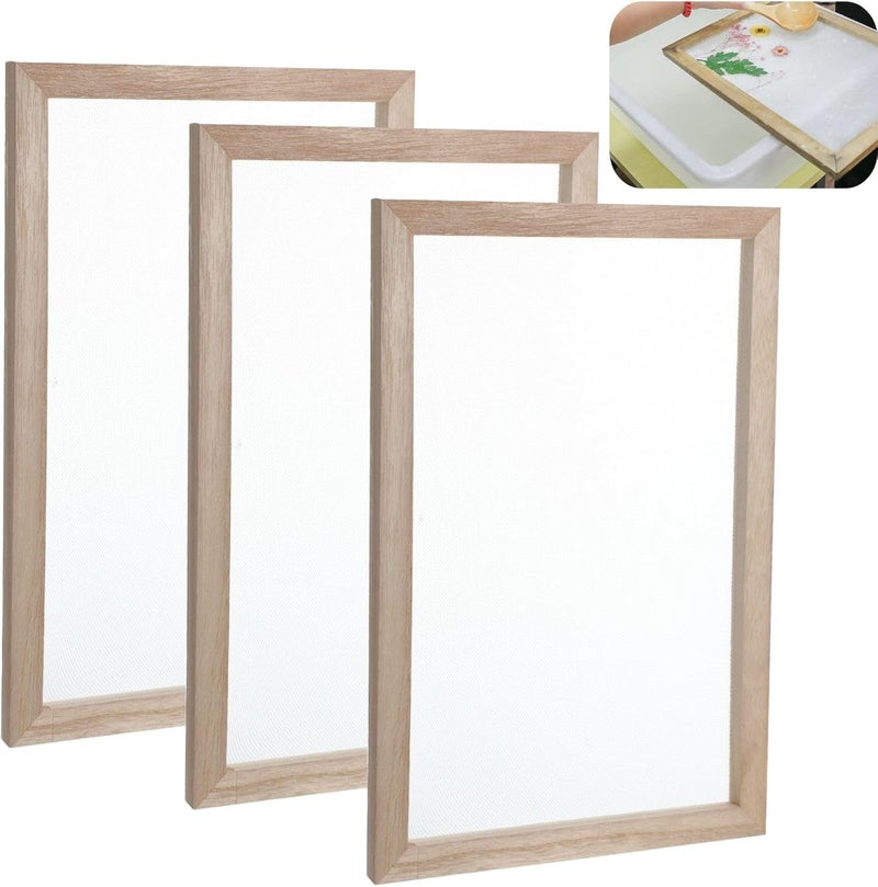 12X8 Wooden Paper Making Frame - 3Pcs DIY Crafting Molds for Art Projects - Image 1