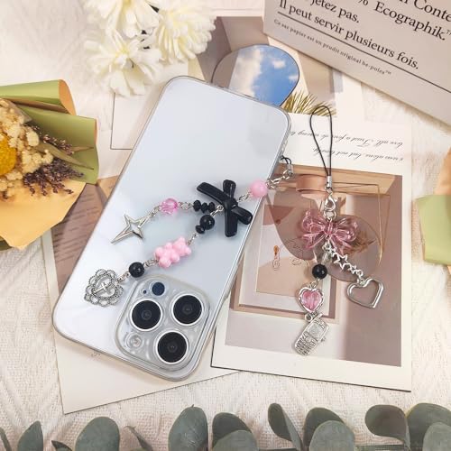 cioatu 1-4PCS Cute Phone Charms Aesthetic Y2K Cell Phone Charms Strap Strawberry Butterfly Star PhoneCharm Y2K Accessories for Bag Keychain Airpods Camera Pendants Decor (2 Bows) - Image 4