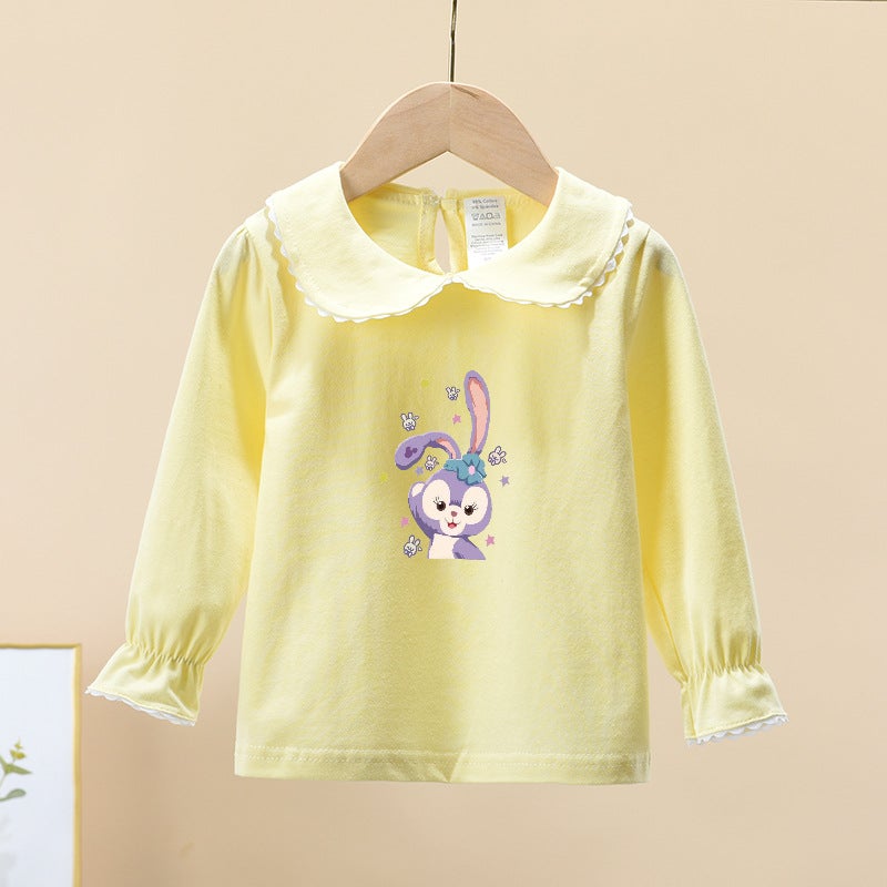 Girls' Long-Sleeved T-Shirt 2022 Autumn New Children'S Wear Top Girl'S Stylish Long-Sleeved Baby Lapel Base Shirt - Image 5