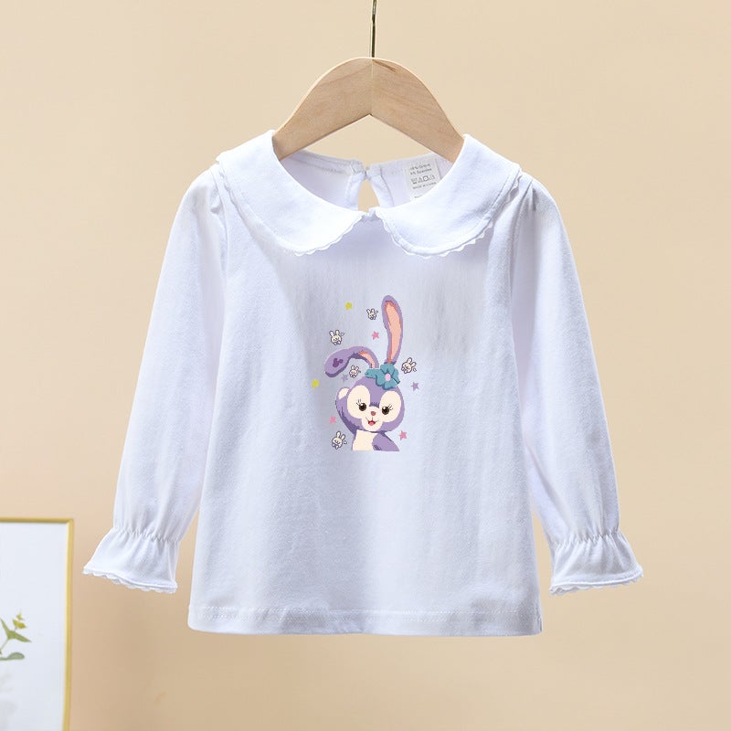 Girls' Long-Sleeved T-Shirt 2022 Autumn New Children'S Wear Top Girl'S Stylish Long-Sleeved Baby Lapel Base Shirt - Image 1