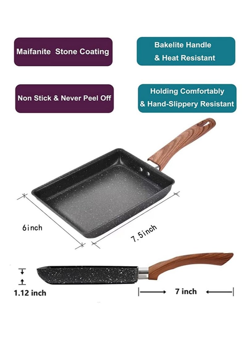 Generic - Japanese Omelette Pan-Tamagoyaki Nonstick Pan-Square Pan -Egg Roll Pan-Rectangle Frying Pan-Small Frying Egg Pan, Cooktop Safe, Easy to Clean (Black) - Image 1