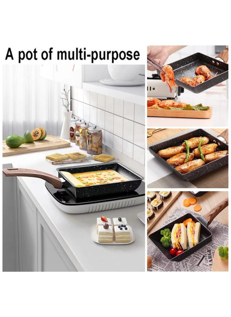 Generic - Japanese Omelette Pan-Tamagoyaki Nonstick Pan-Square Pan -Egg Roll Pan-Rectangle Frying Pan-Small Frying Egg Pan, Cooktop Safe, Easy to Clean (Black) - Image 1