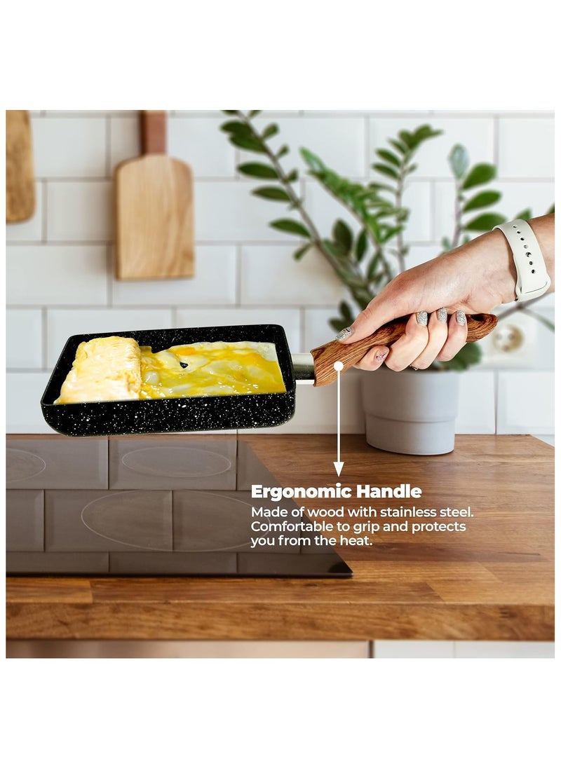 Generic - Japanese Omelette Pan-Tamagoyaki Nonstick Pan-Square Pan -Egg Roll Pan-Rectangle Frying Pan-Small Frying Egg Pan, Cooktop Safe, Easy to Clean (Black) - Image 1