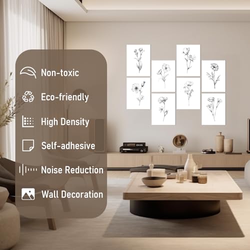 FurnoFlexArt Acoustic Panels Tiles Decorative Room Sound Proof Foam Absorbing Panels Noise Dampening Canceling Reducing Blocker for Walls (Floral Sketch, 48 * 32 in) - Image 3