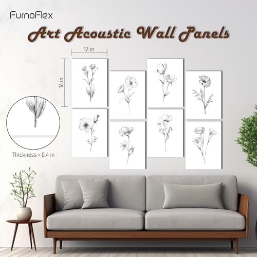 FurnoFlexArt Acoustic Panels Tiles Decorative Room Sound Proof Foam Absorbing Panels Noise Dampening Canceling Reducing Blocker for Walls (Floral Sketch, 48 * 32 in) - Image 2