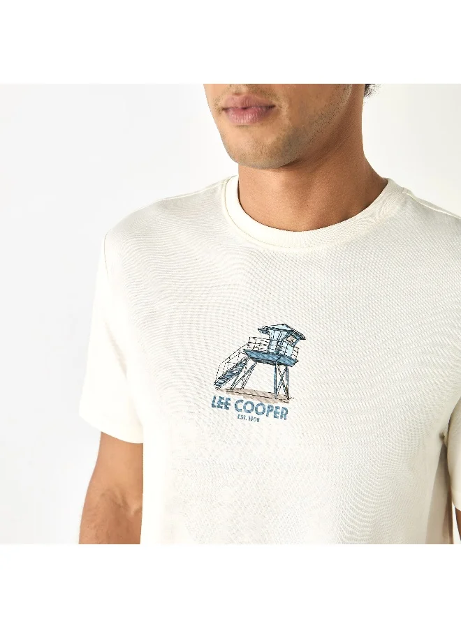 Lee Cooper Lee Cooper Printed Crew Neck T-shirt with Short Sleeves