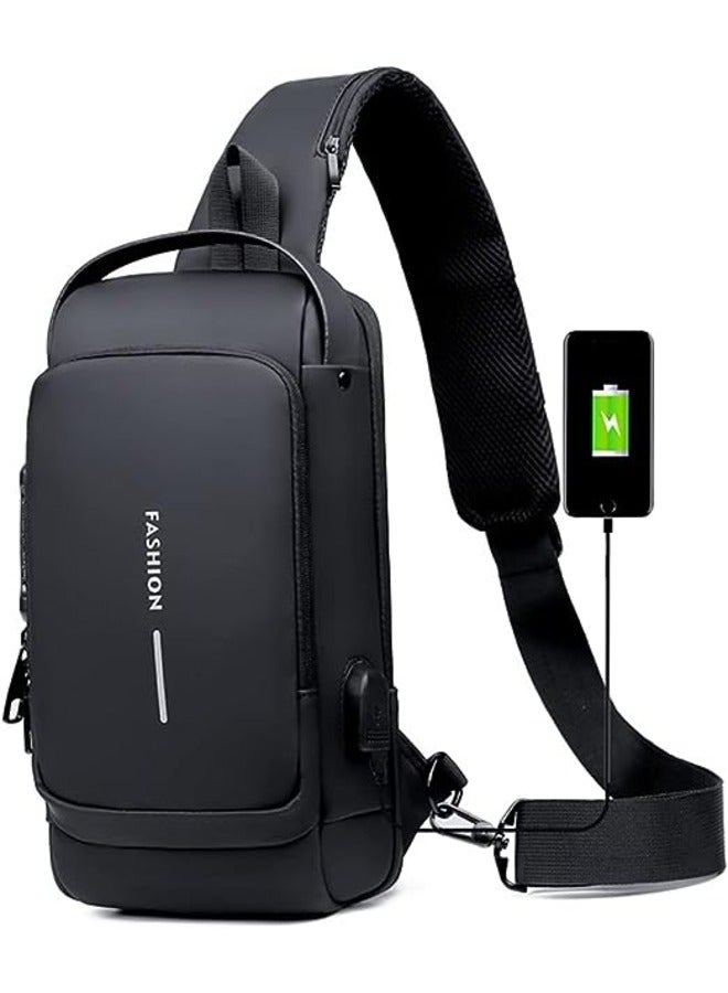 Generic USB Charging Sport Sling Anti-Theft Shoulder Bag, Waterproof Anti Theft Sling Bag Crossbody Bags Chest Backpack  - Image 1