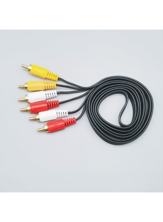 Audio Line One Two 3.5mm Double Lotus Head Rca Computer Speaker Power Amplifier Audio One Three HD Cable-Color:Black Three Against Three-Length:10m  - Image 1