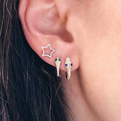 LOYATA Snake Hoop Earrings Gold Huggie U Hoop Serpent Sleeper Diamond Cubic Zirconia 14K Gold Plated Dainty Small Simple Hypoallergenic Animal Jewelry Gift for Women - Image 3