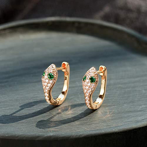 LOYATA Snake Hoop Earrings Gold Huggie U Hoop Serpent Sleeper Diamond Cubic Zirconia 14K Gold Plated Dainty Small Simple Hypoallergenic Animal Jewelry Gift for Women - Image 4