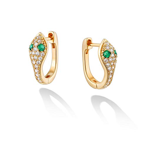 LOYATA Snake Hoop Earrings Gold Huggie U Hoop Serpent Sleeper Diamond Cubic Zirconia 14K Gold Plated Dainty Small Simple Hypoallergenic Animal Jewelry Gift for Women - Image 1