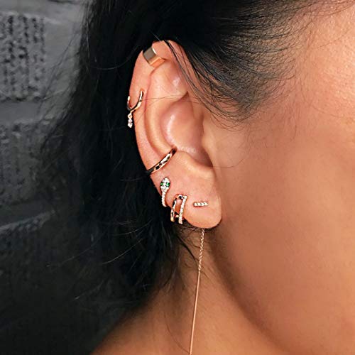 LOYATA Snake Hoop Earrings Gold Huggie U Hoop Serpent Sleeper Diamond Cubic Zirconia 14K Gold Plated Dainty Small Simple Hypoallergenic Animal Jewelry Gift for Women - Image 2