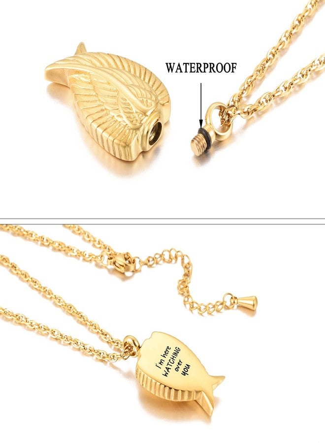 Dletay Angel Wing Cremation Necklace for Ashes Stainless Steel Urn Pendant Ashes Holder Memorial Jewelry-I’m Here WATCHING Over You, Stainless Steel, No Gemstone - Image 3
