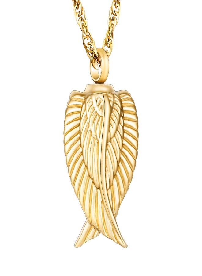 Dletay Angel Wing Cremation Necklace for Ashes Stainless Steel Urn Pendant Ashes Holder Memorial Jewelry-I’m Here WATCHING Over You, Stainless Steel, No Gemstone - Image 1