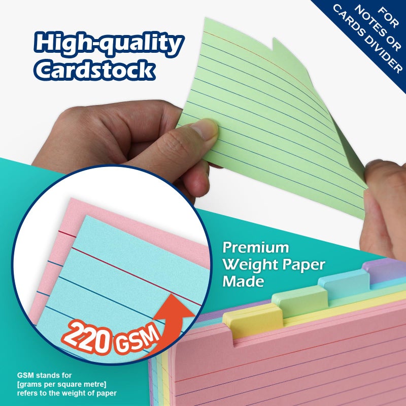 Olivo 4x6 Index Card Holder Box with 100 Cards Dividers Tabs 4"x 6", Blue - Image 5