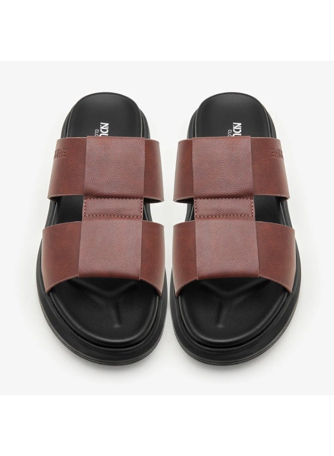 NDURE Men's Slip-On Sandals, Double Strap, Chunky Black Sole, Casual Slides - Image 2