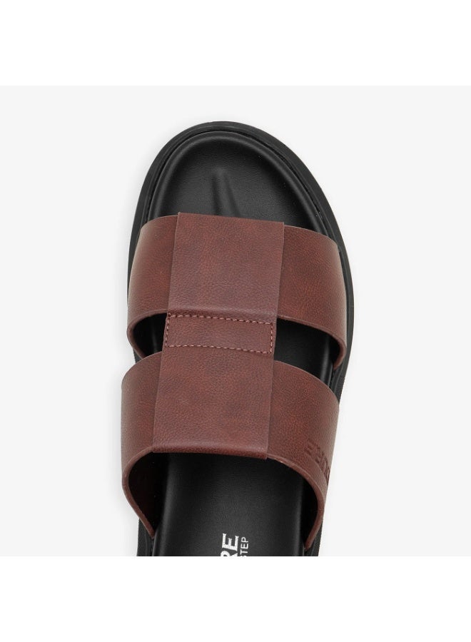 NDURE Men's Slip-On Sandals, Double Strap, Chunky Black Sole, Casual Slides - Image 3