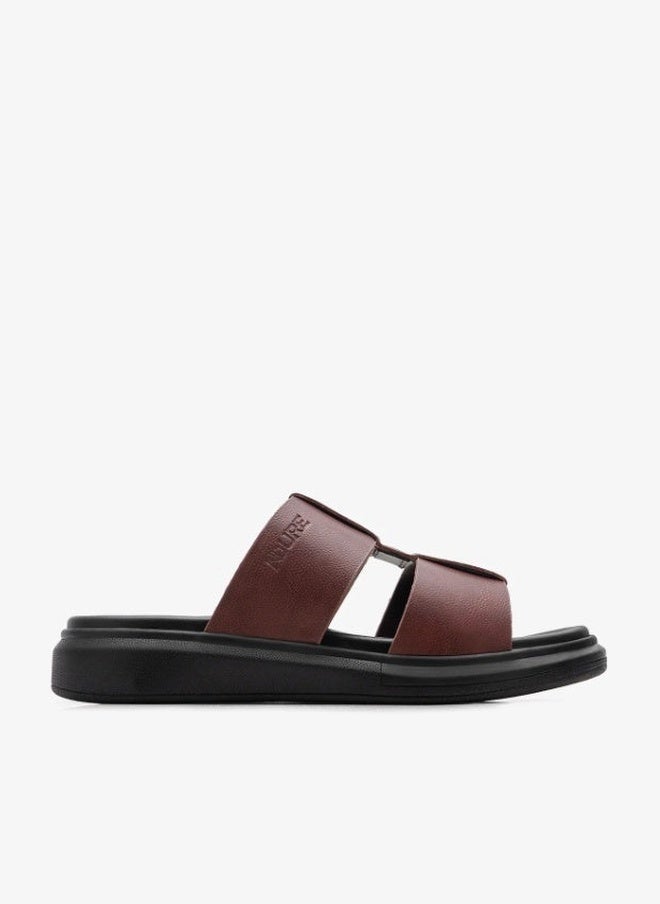 NDURE Men's Slip-On Sandals, Double Strap, Chunky Black Sole, Casual Slides - Image 1