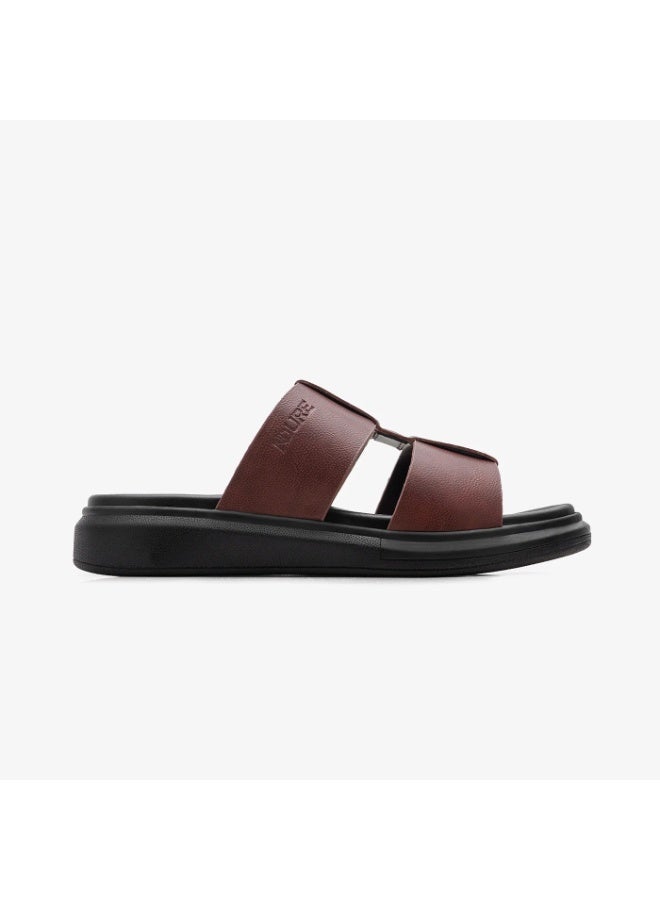 NDURE Men's Slip-On Sandals, Double Strap, Chunky Black Sole, Casual Slides - Image 5