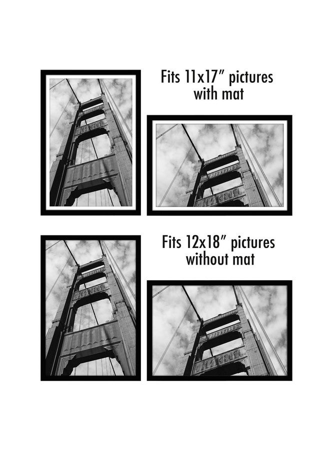 Americanflat 12x18 Poster Frame with Polished Plexiglass - Set of 2 - Use as 11x17 Frame with Mat or 12x18 Frame Without Mat - Galleria Collection - Photo Frames for Wall Display - Black - Image 3