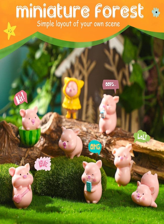 Civaner 13 Pieces Miniature Figurines Pig Cake Toppers Mini Resin Pig Figurines Toys Cute Pink Piggy Garden Miniature Crafts for Birthday Party Decoration, Baby Shower Piggie Theme Party Supplies - Image 3