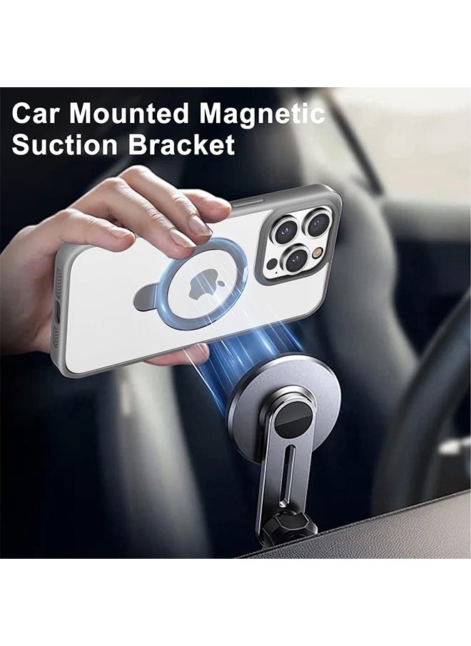 HS - Matte Finish Magnetic iPhone 15 Pro Max Case Invisible Kickstand Stand [Compatible With MagSafe][14 FT Drop Protection] Non-Yellowing Shockproof Protective Slim Case Cover - Natural Titanium - Image 1
