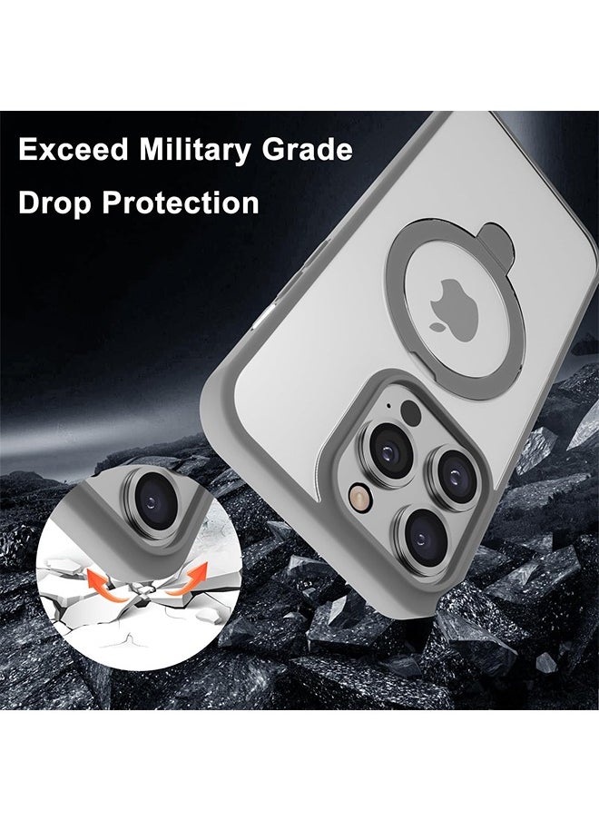 HS - Matte Finish Magnetic iPhone 15 Pro Max Case Invisible Kickstand Stand [Compatible With MagSafe][14 FT Drop Protection] Non-Yellowing Shockproof Protective Slim Case Cover - Natural Titanium - Image 1