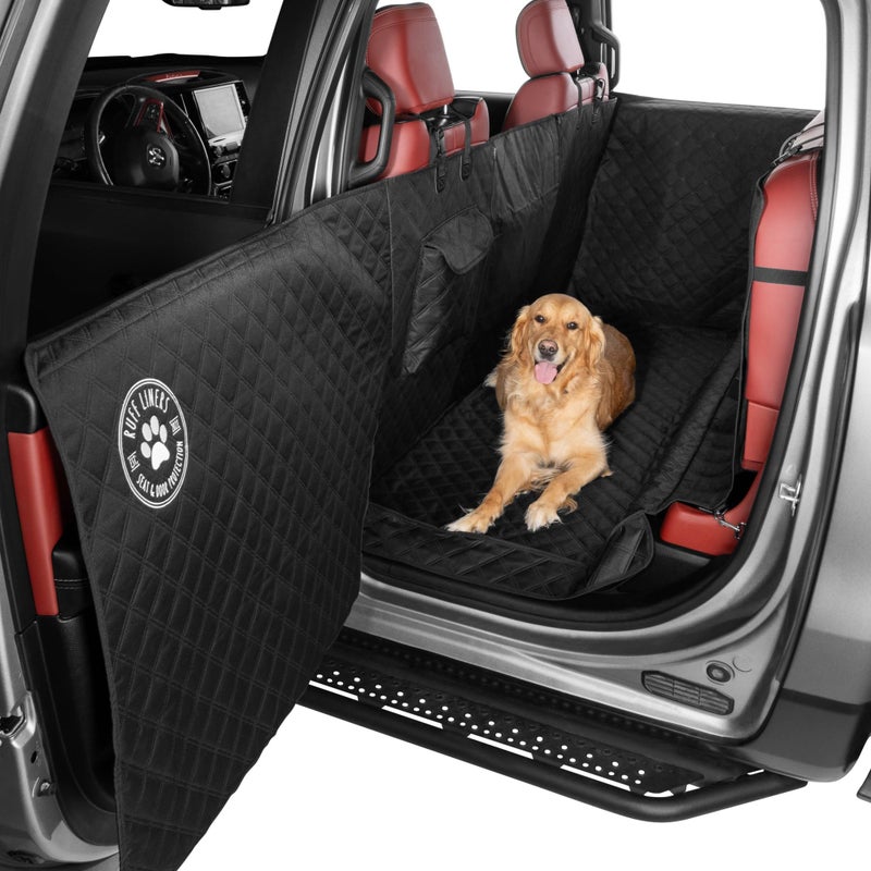 Ruff Liners XL Floor Cover with Door Protection, Black â€“ As Seen on Shark Tank â€“ Fits Full Size Crew Cab Trucks with Fold Up Seats, Waterproof & Machine Washable â€“ Sturdy XL Dog Hammock for Truck - Image 1