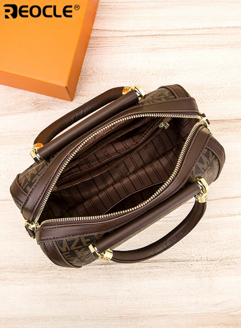 REOCLE Women's Patterned Structured Handbag with Dual Carry Straps & Metal Hardware Stylish Medium-Size Bag for Daily Use & Casual Occasions - Image 4