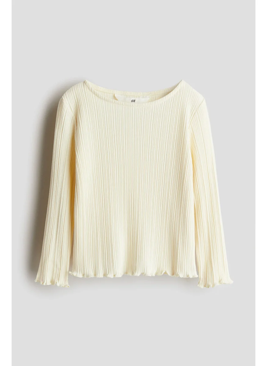 H&M Overlock-Detail Ribbed Top