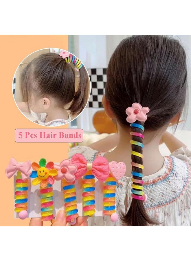 COYRASTH 4 Pcs Colorful Wire Hair Bands for Kids | Spiral Hair Ties Cute Cartoon Ponytail Maker Elastic Braids | Phone Cord Spiral Hair Ties | Hair Accesories for Women Girl - Image 2